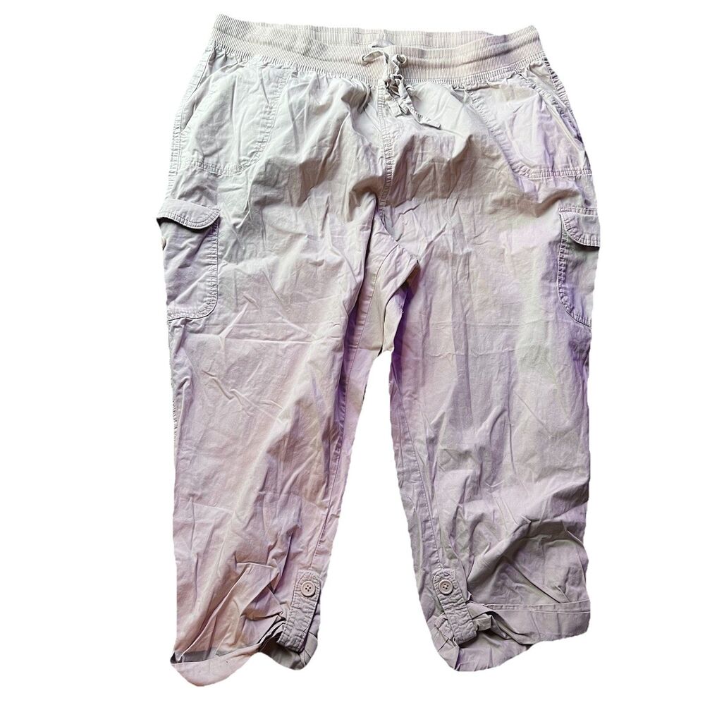Woman Within 100% Cotton Lightweight Cargo Capri Pants Women's 22W